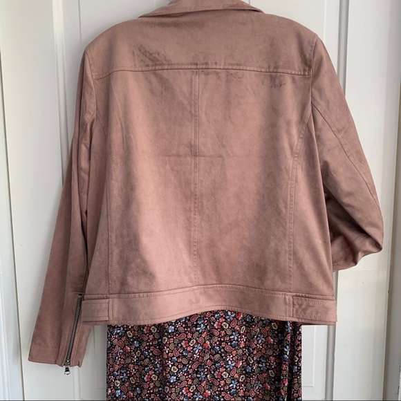 SOLD !! LOFT blush faux vegan suede moto jacket - Picture 10 of 12